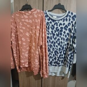 Leopard Print Sweaters in Pink and Blue